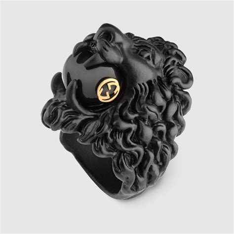 gucci lion bead ring|Gucci lion ring with pearl.